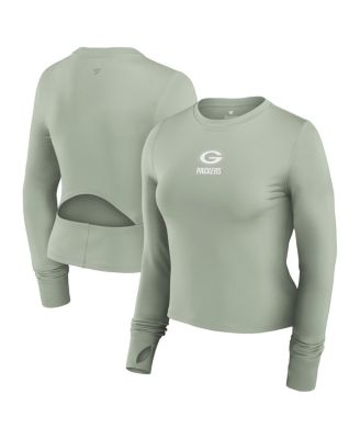 Fanatics - Women's Green Green Bay Packers Studio Fitted Long Sleeve Gym Top