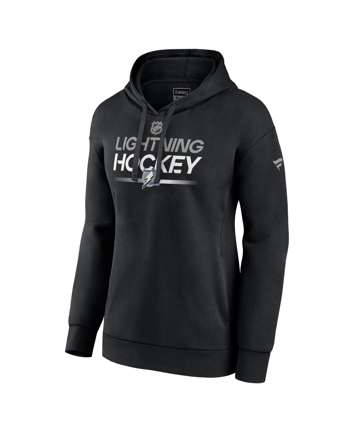 Fanatics Women's Black Tampa Bay Lightning Authentic Pro Alternate Wordmark Fleece Pullover Hoodie In Black
