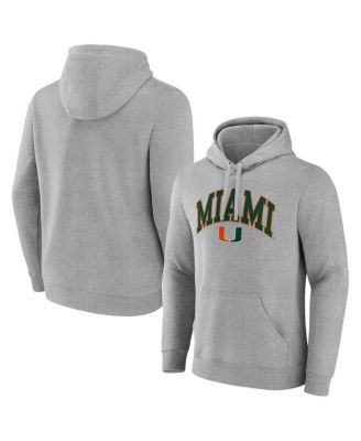 Fanatics - Men's Gray Miami Hurricanes Arched Logo Pullover Hoodie