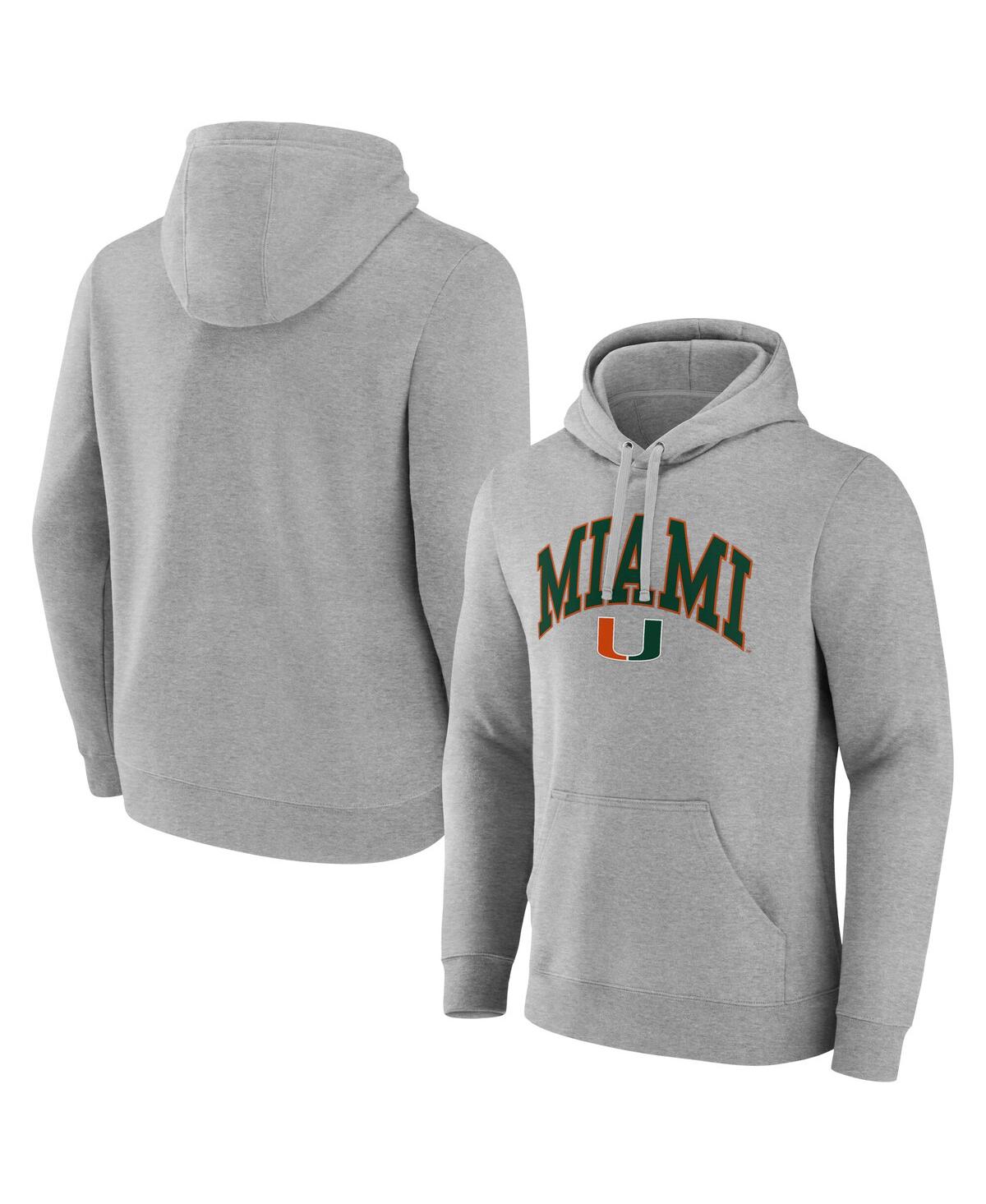 Men's Gray Miami Hurricanes Arched Logo Pullover Hoodie - Gray