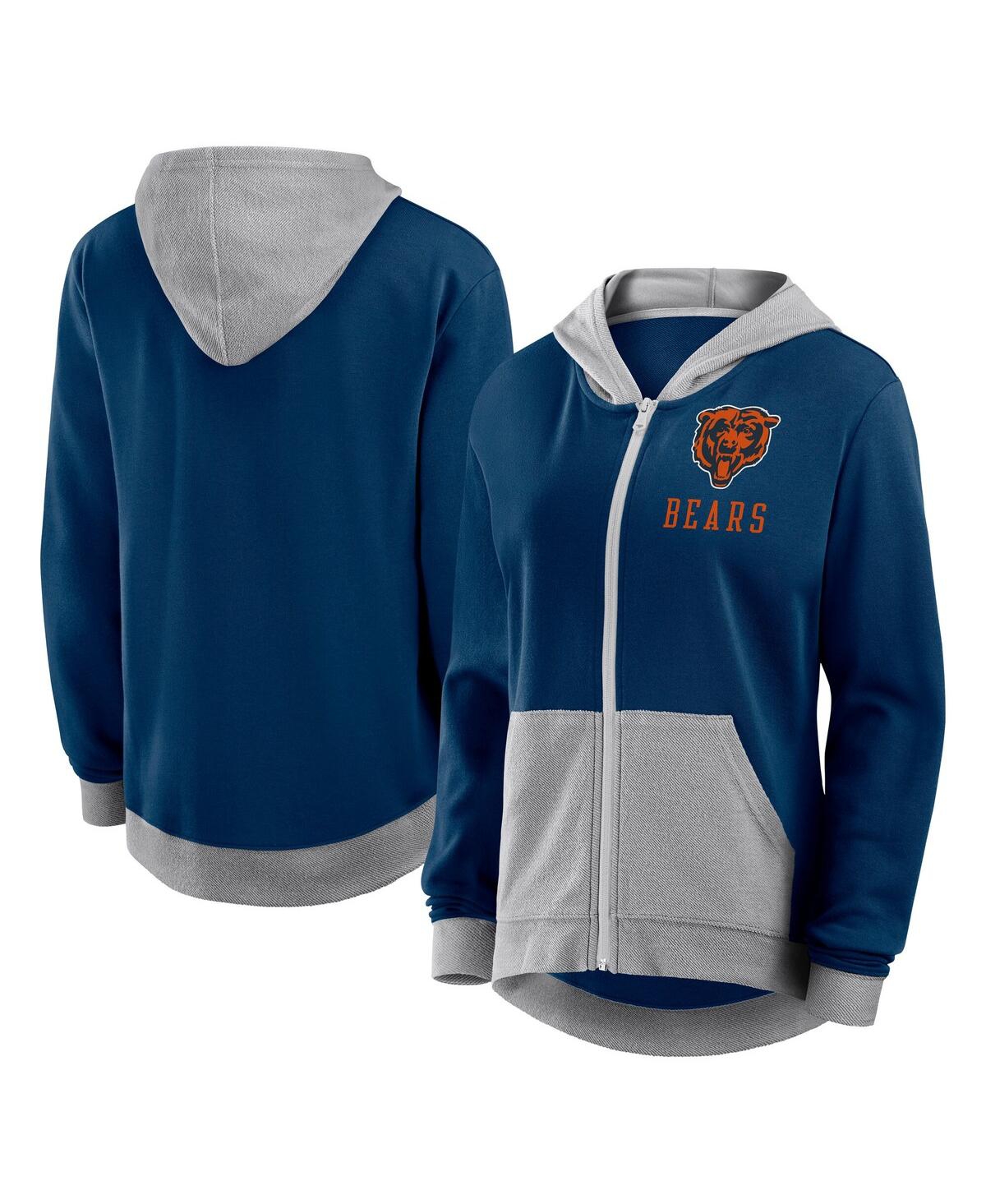 Women's Navy Chicago Bears Hit It French Terry Full-Zip Hoodie - Navy