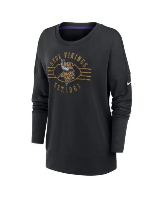 Women's Black Minnesota Vikings Rewind Playback Icon Performance Pullover Sweatshirt