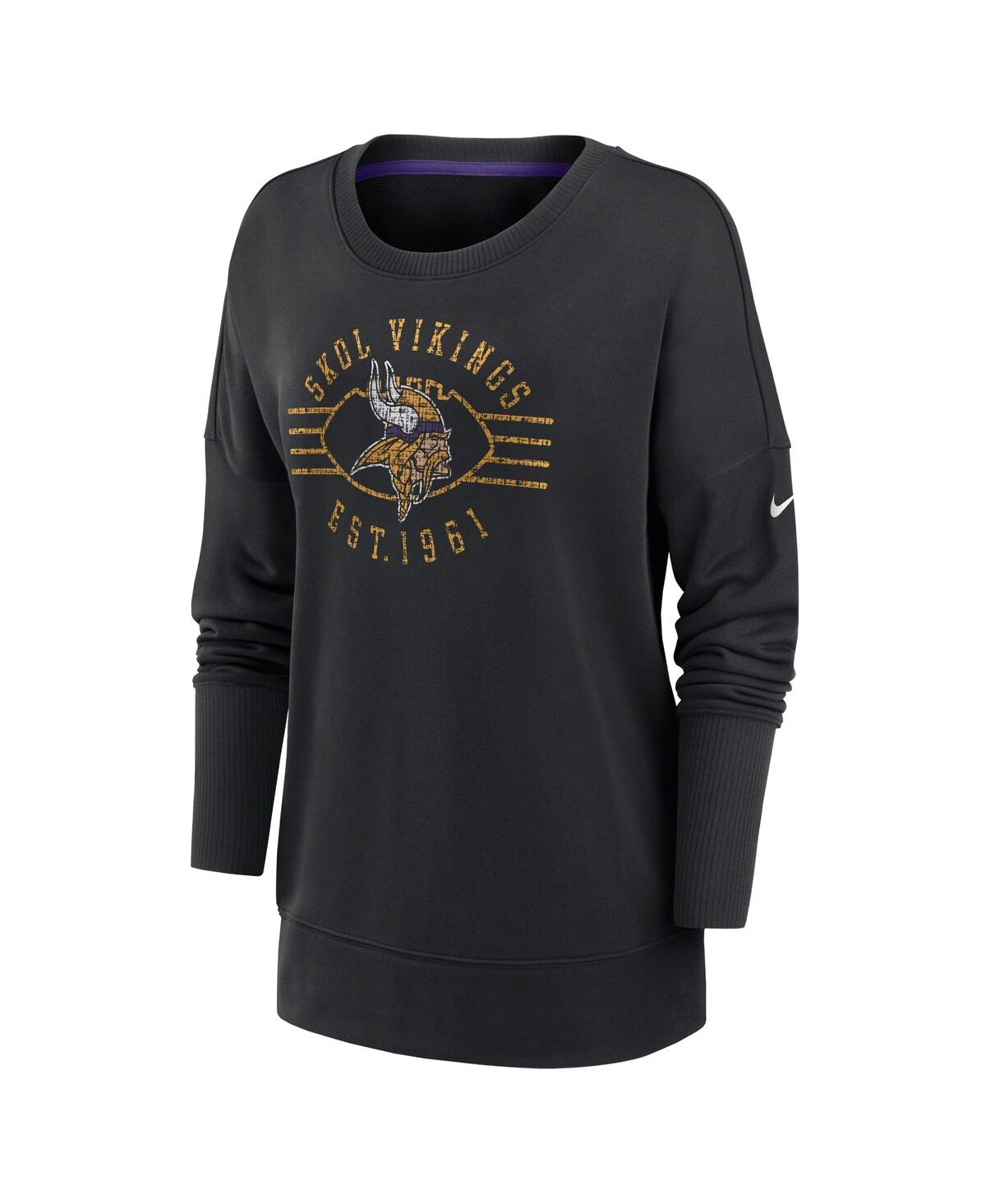 Nike Women's Black Minnesota Vikings Rewind Playback Icon Performance Pullover Sweatshirt In Black