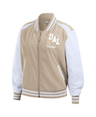 Women's Tan Dallas Cowboys Tonal Full-Zip Bomber Jacket Tonal Full-Zip Bomber Jacket