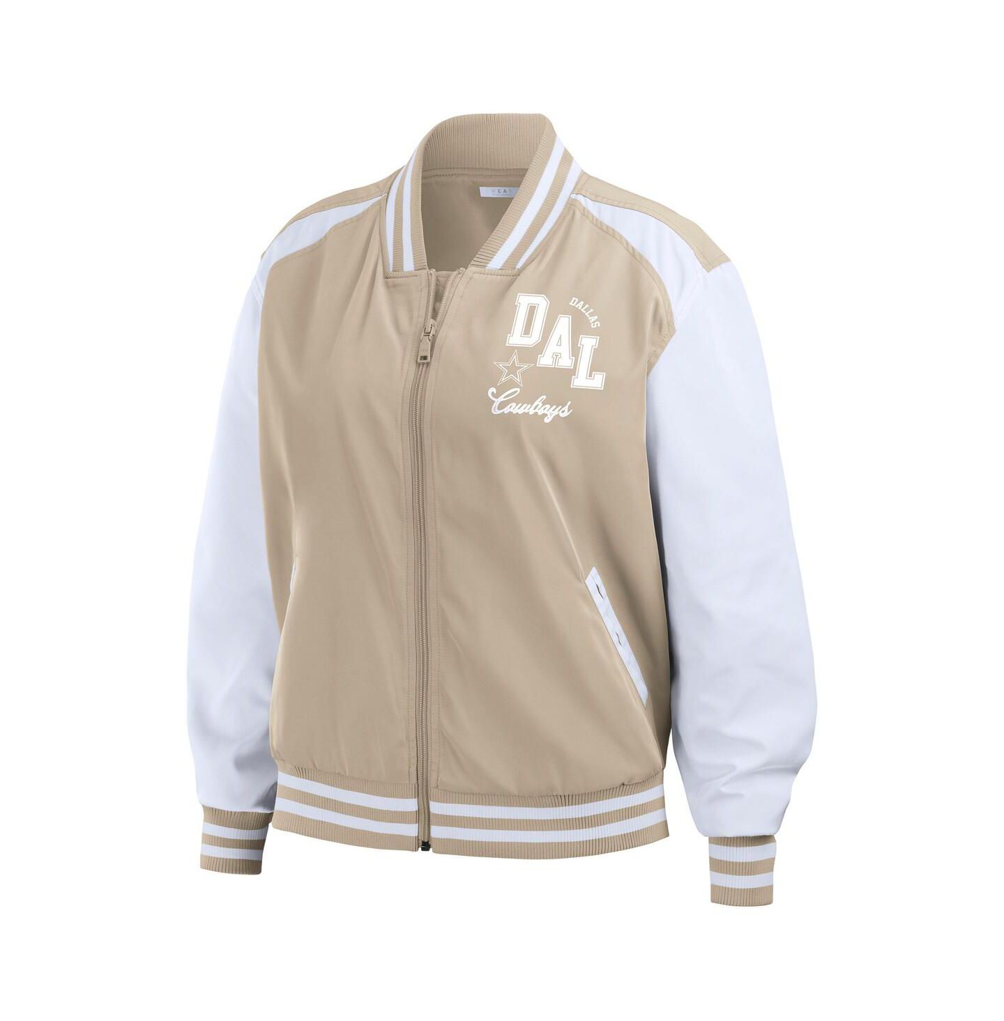 Женская куртка WEAR by Erin Andrews Tan Dallas Cowboys Tonal Full-Zip Bomber Jacket Tonal Full-Zip Bomber — фото 5