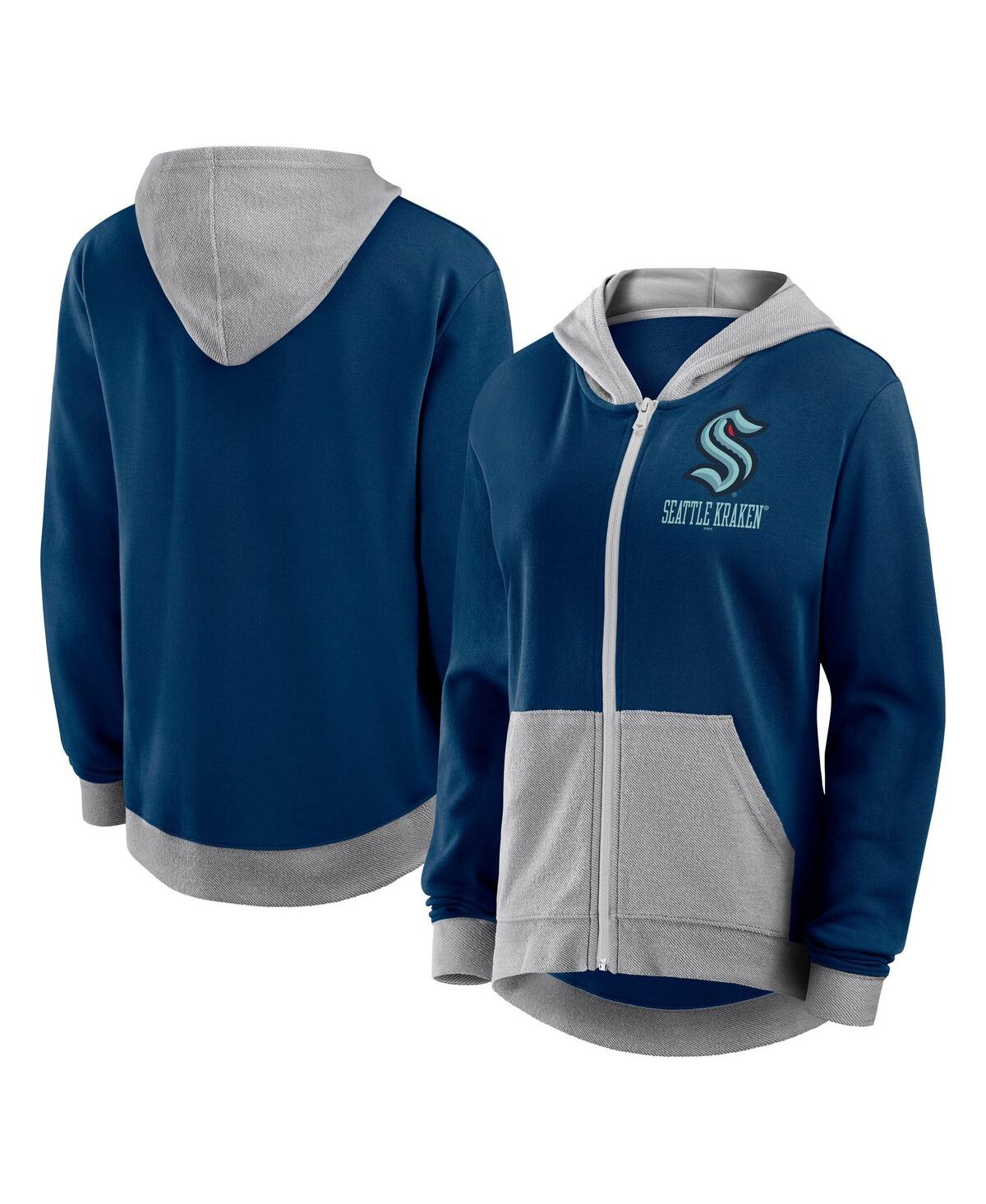 Women's Deep Sea Blue Seattle Kraken Hit It French Terry Full-Zip Hoodie - Navy
