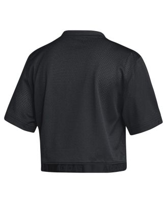 Women's Black Indiana Hoosiers Primegreen V-Neck Cropped Jersey