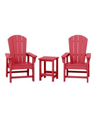 Kids 3-Piece Outdoor HDPE Adirondack Chairs With Square Side Table Set