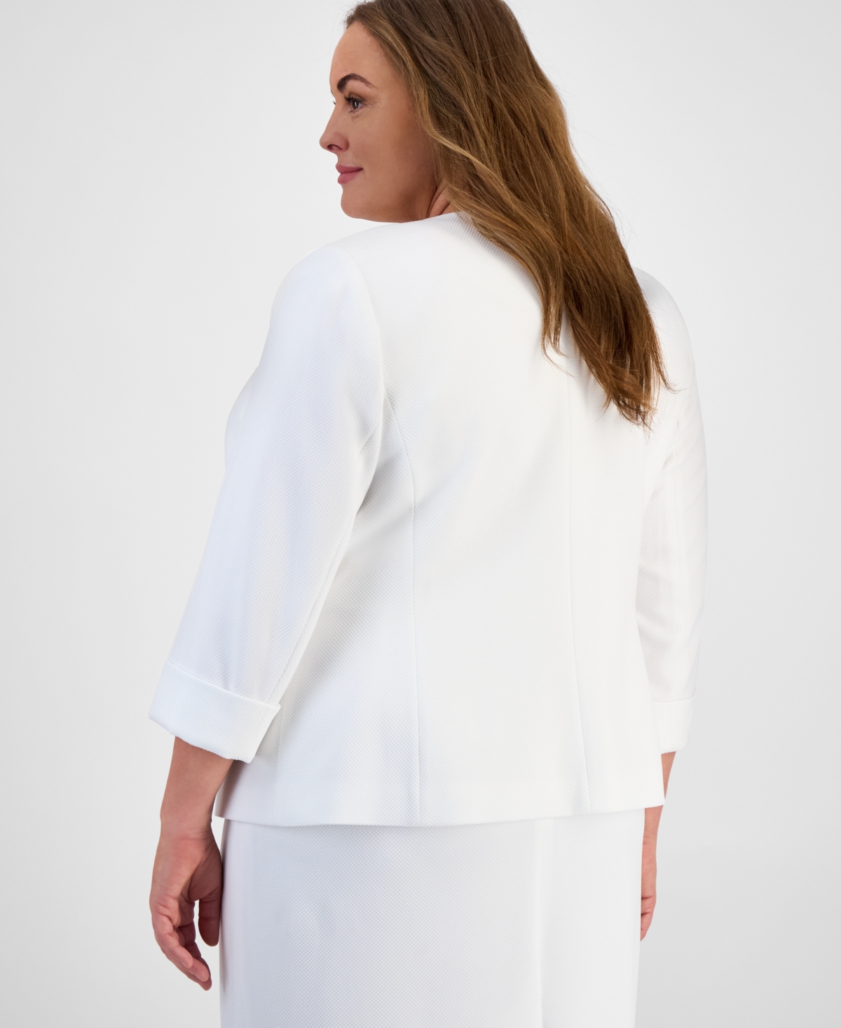 Kasper Plus Size Open Front Blazer In Lily White
