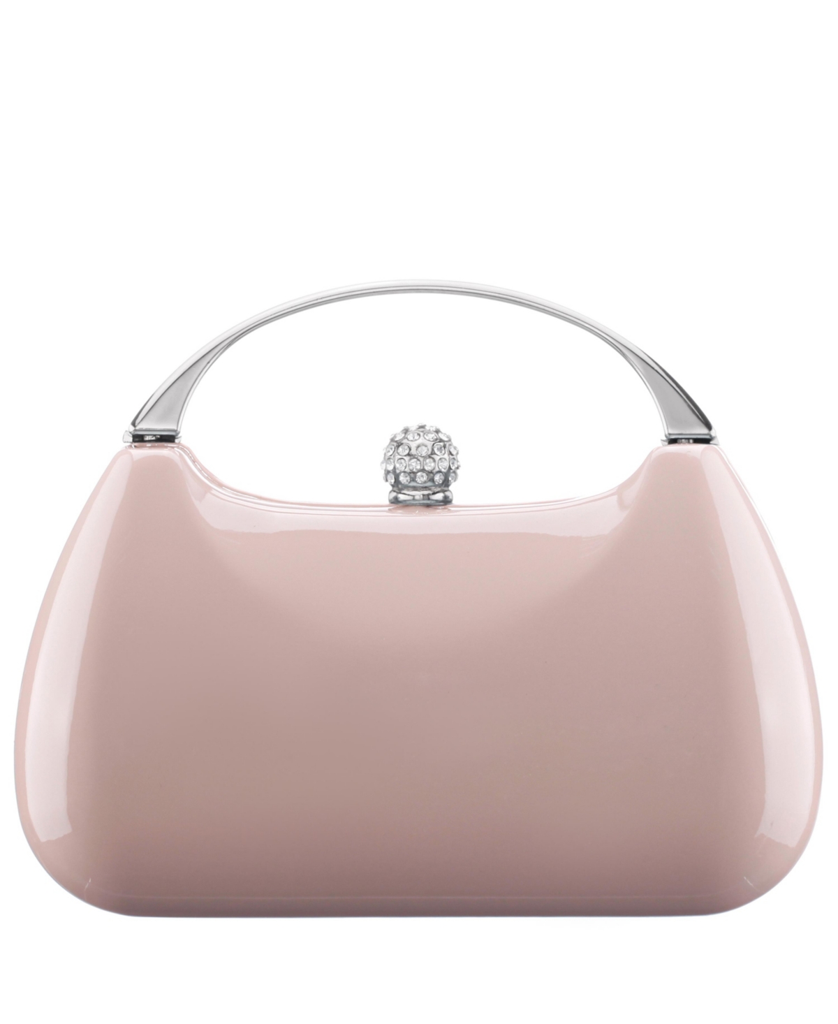 NINA PATENT MINAUDIERE WITH METAL HANDLE CLUTCH 