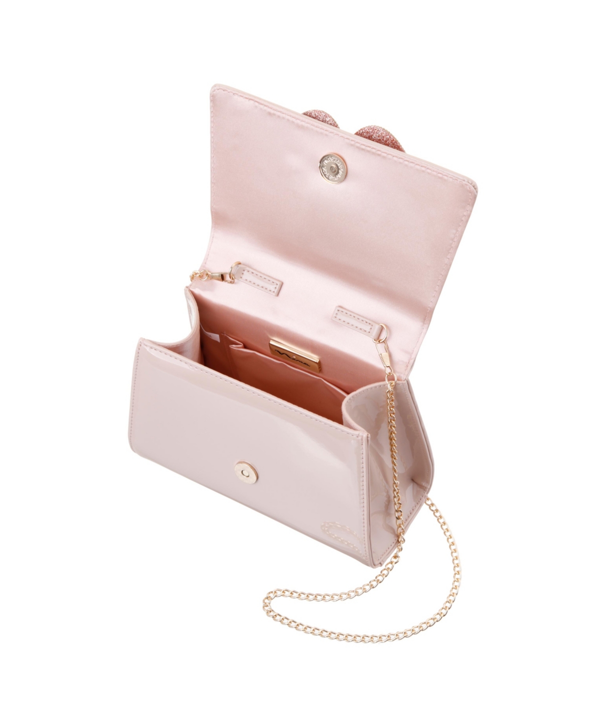 Shop Nina Crystal Flower Embellished Patent Satchel Bag In Pearl Rose