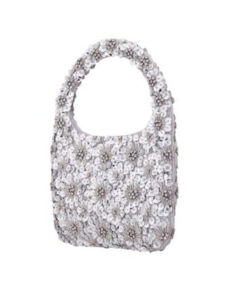 Floral Patterned Sequin Hobo Bag