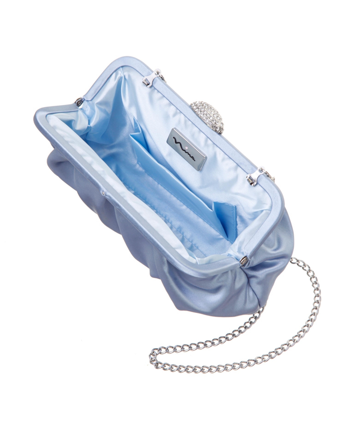 NINA PLEATED FRAME WITH CRYSTAL CLASP CLUTCH 