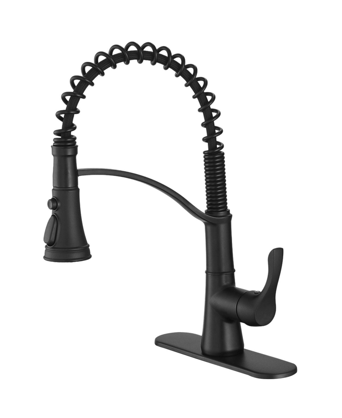 Single Handle Pull-Down Sprayer 3 Spray High Arc Pull Down Sprayer Kitchen Faucet - Matte black