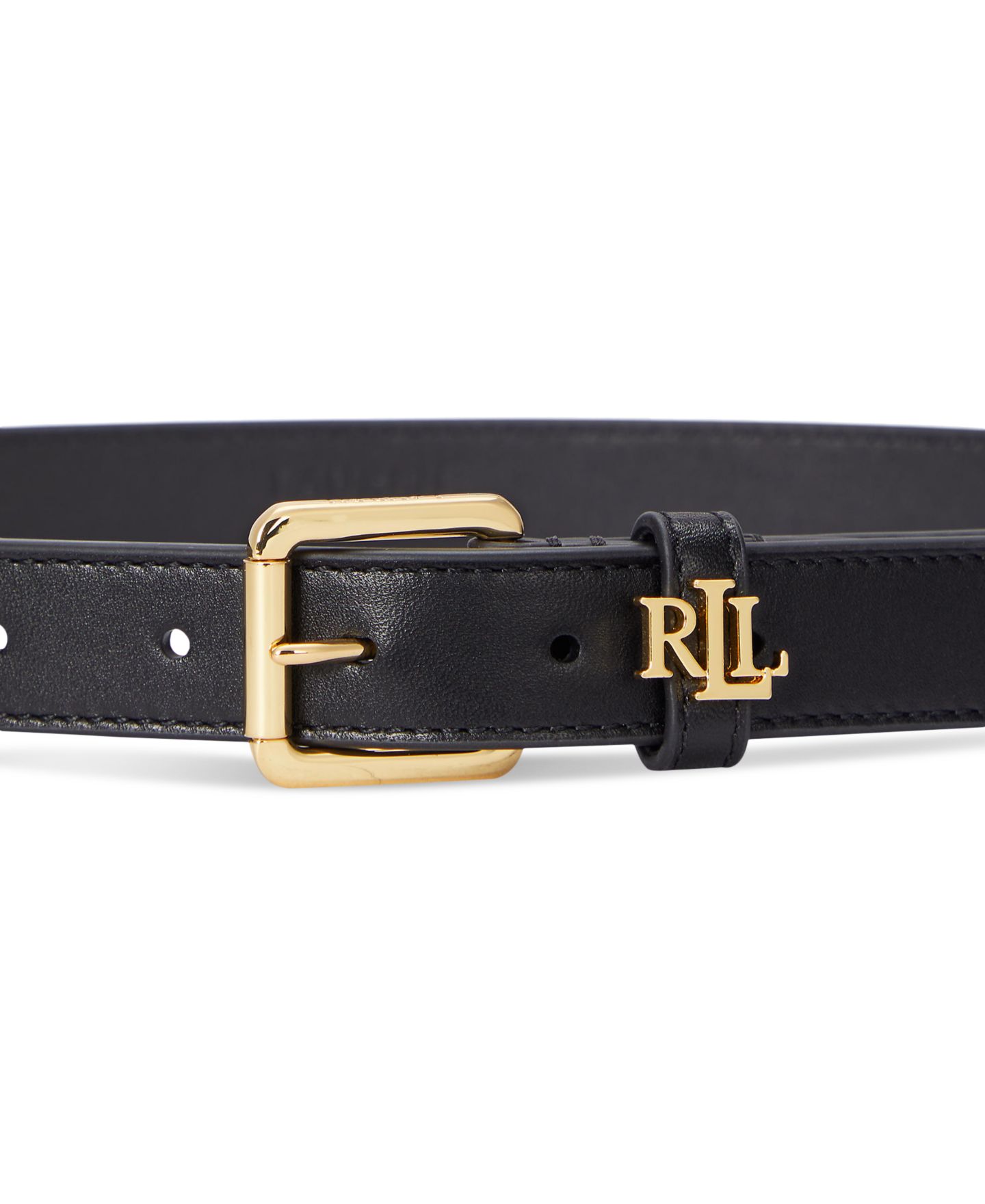 Женский ремень Lauren Ralph Lauren Logo Keeper Leather Skinny, цвет: Чёрный — фото 2