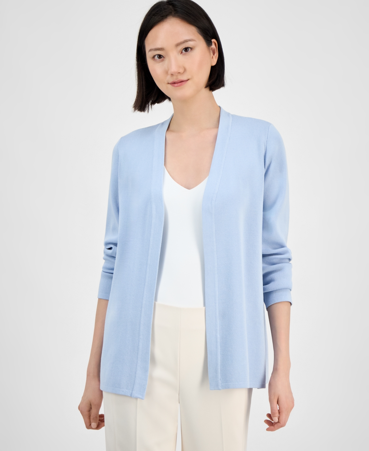 Ak Anne Klein Women's Newport Kissing Front Cardigan In Blue