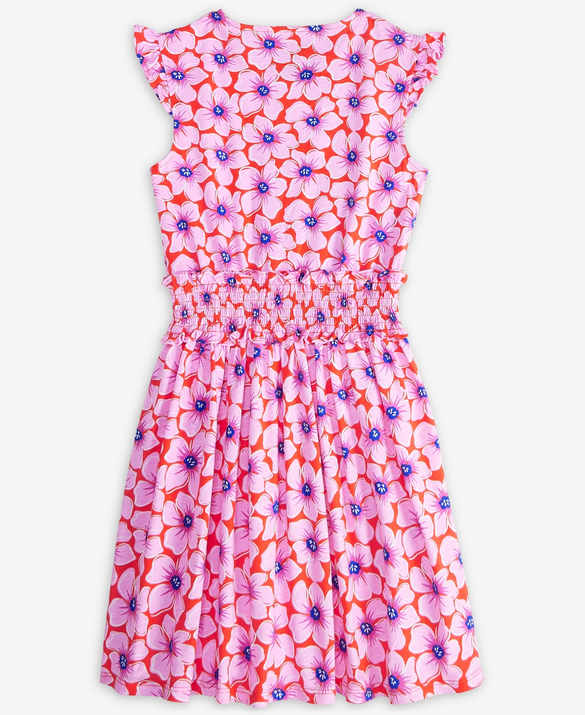 Epic Threads Kid Girl Floral Smocked Jersey Cotton Dress, Exclusively At Macy's In Mandarin R