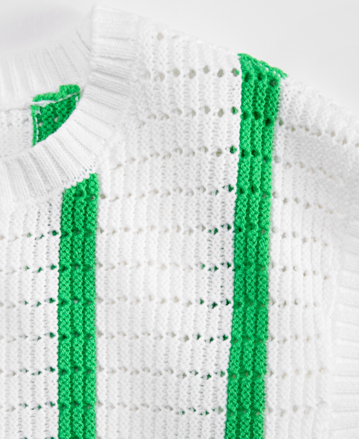Epic Threads Big Girls Striped Crochet Knit Top, Exclusively At Macy's In Bright Whi