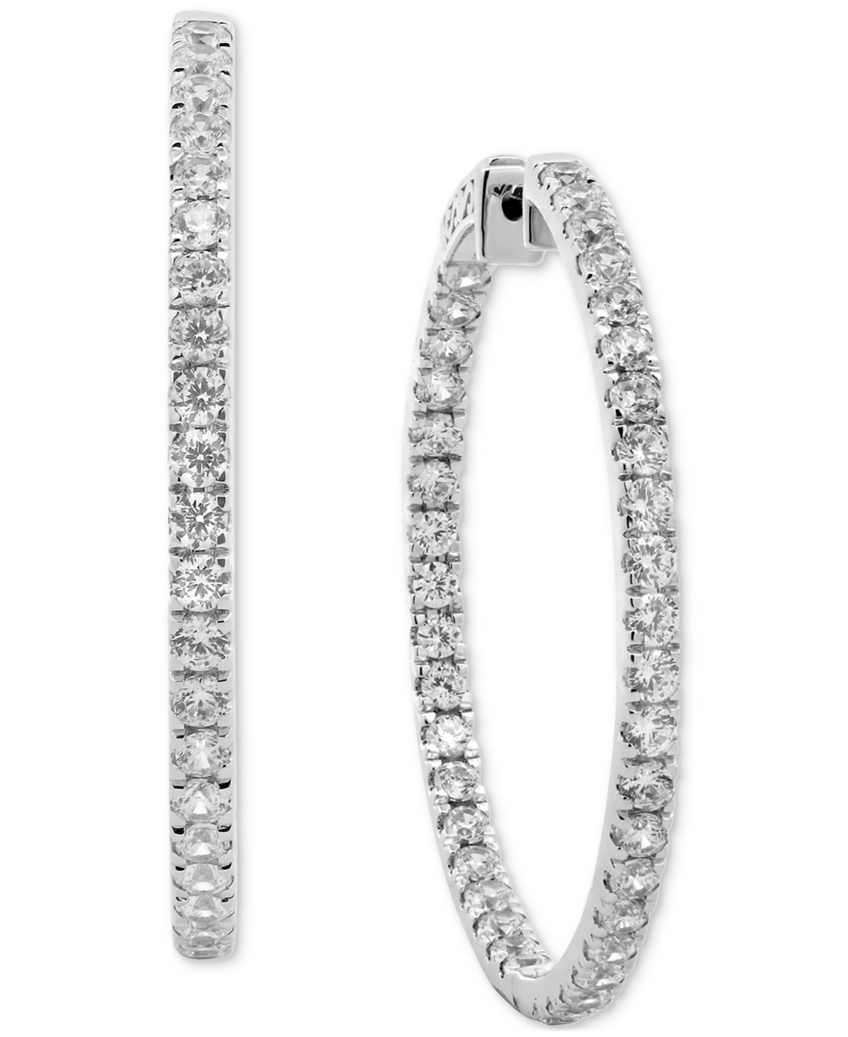 Macy's Diamond In & Out Hoop Earrings (5 Ct. T.w.) In 10k White Gold Or 10k Yellow Gold In White Gold