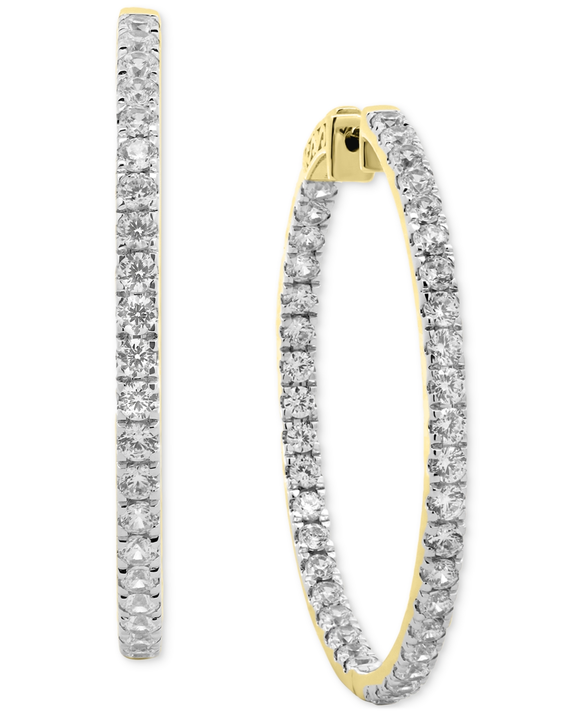 Macy's Diamond In & Out Hoop Earrings (5 Ct. T.w.) In 10k White Gold Or 10k Yellow Gold In Yellow Gold