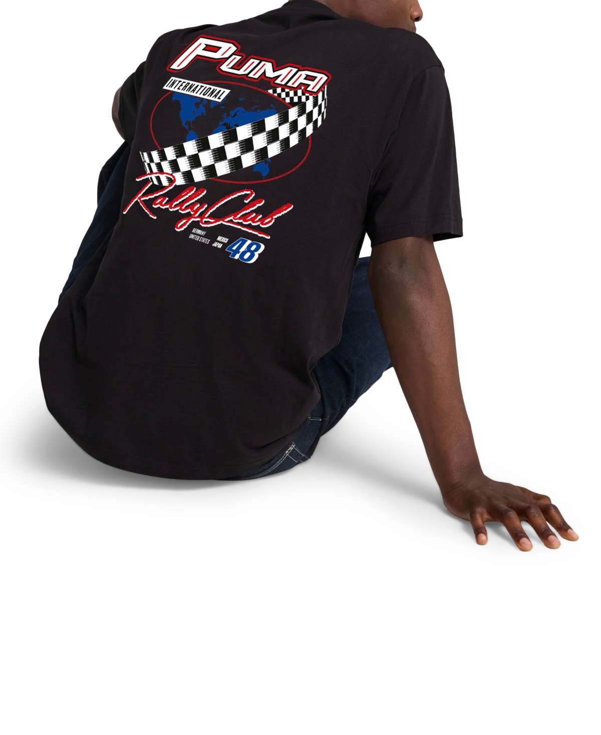 Puma Men's Moto Semi-rubber Print T-shirt In Black