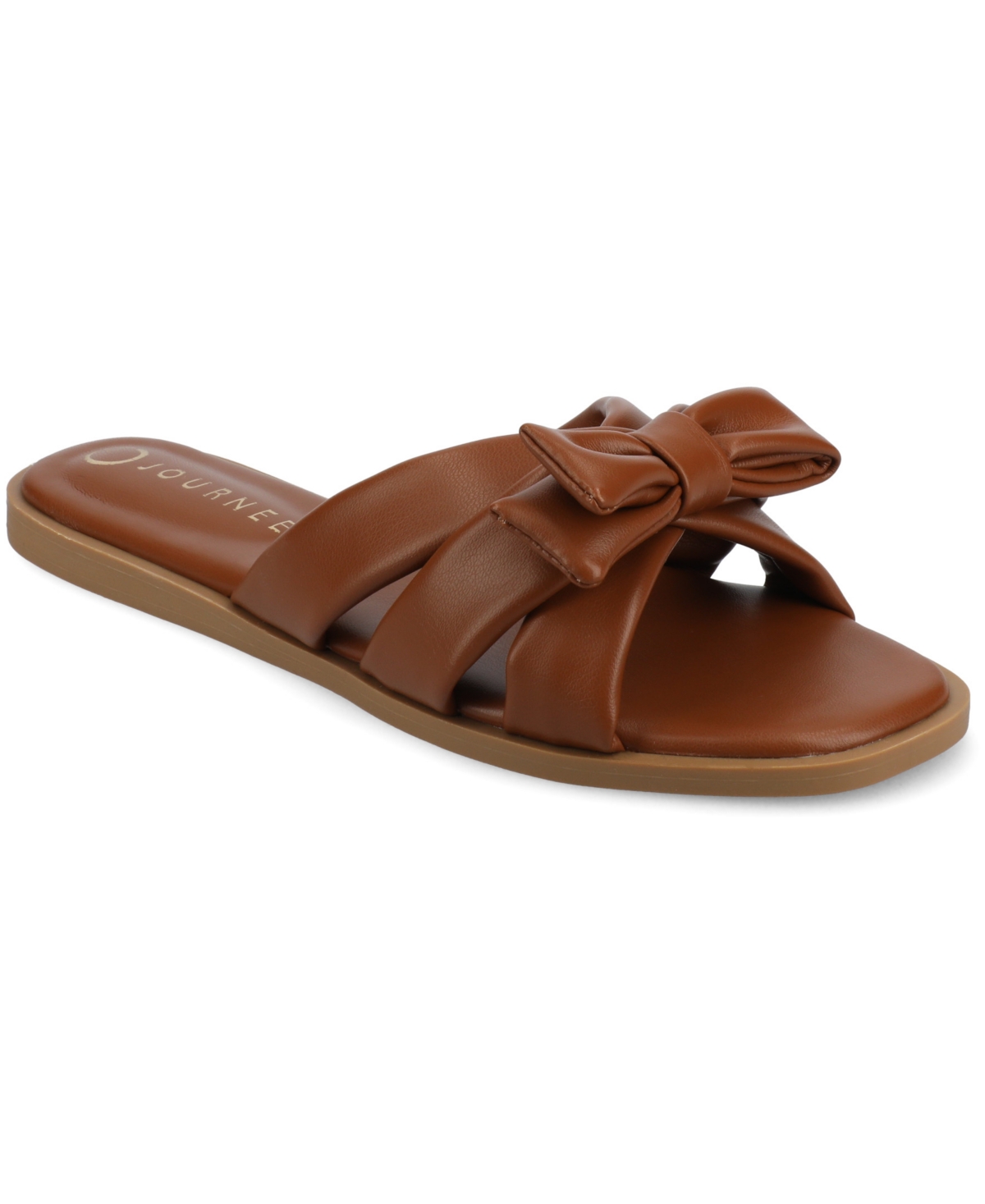 Shop Journee Collection Women's Prylin Bow Slide Flat Sandals In Cognac
