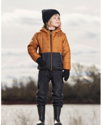 Toddler Boys Colorblock Quilted Mid-Season Jacket Brown And Black - Toddler|Child