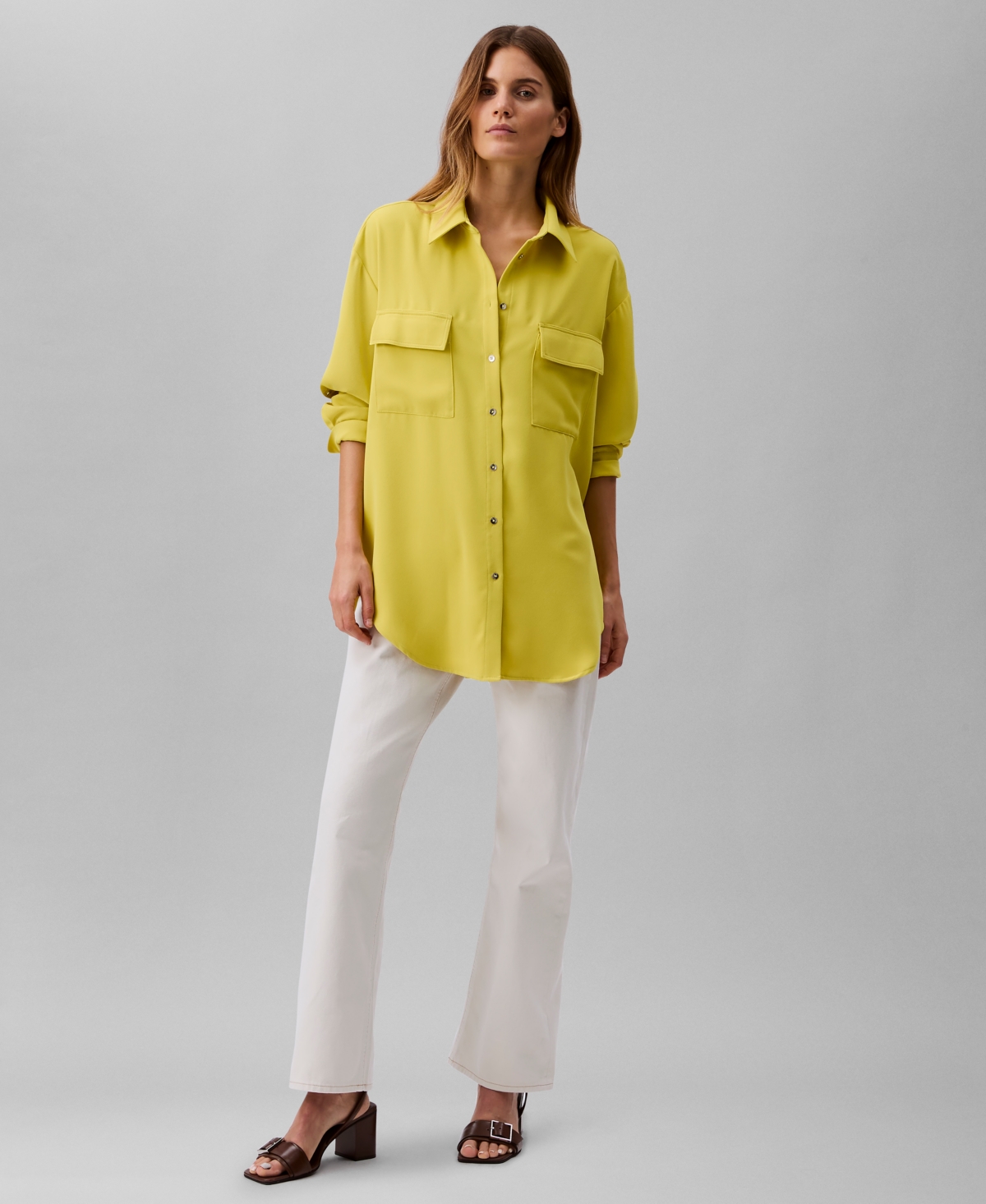 Calvin Klein Women's Crepe Relaxed Button-front Shirt