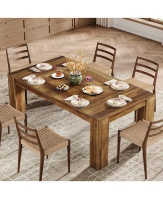 63-Inch Dining Table for 4-6 People, Rectangular Kitchen Dinner Table, Farmhouse Wooden Eating Table for Home Kitchen, Dining Room