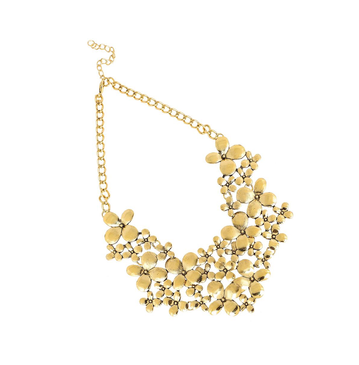 Botanical Cluster Statement Necklace - Gold