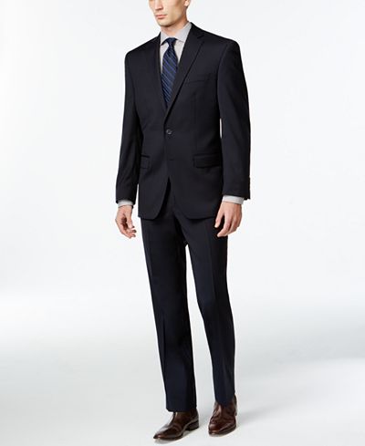 Calvin Klein Solid Navy Slim-Fit Suit - Suits & Suit Separates - Men ...
