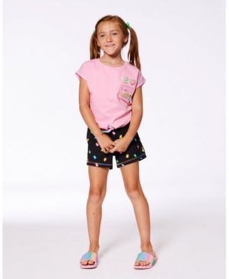 Deux Par Deux Organic Cotton Tee - Pink Candy Print and Knot Deux Par Deux Organic Cotton Tee - Pink Candy Print and Knot