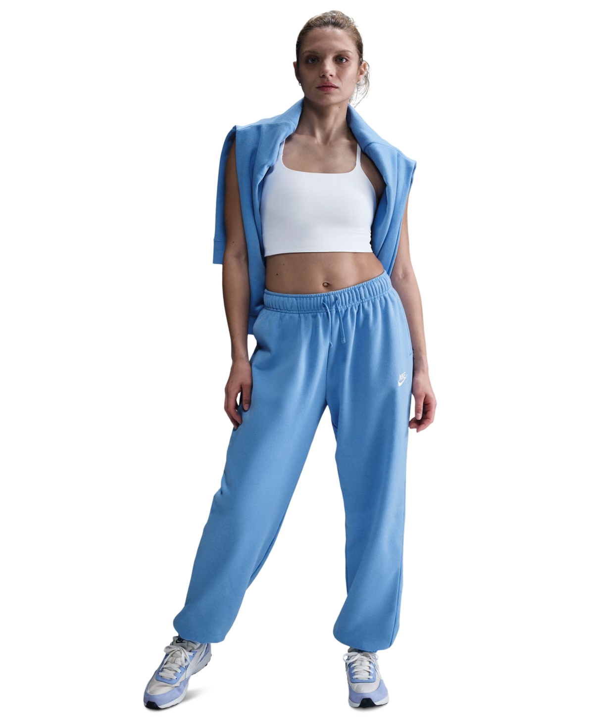 Women's Sportswear Club Fleece Mid-Rise Oversized Sweatpants - University Blue/White