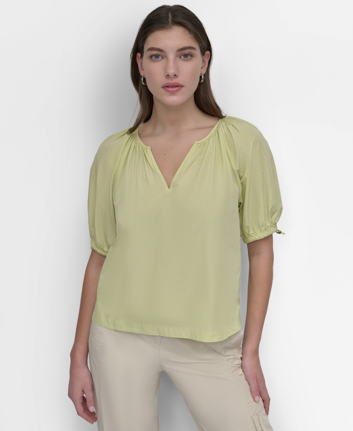 Women's Split-Neck Short-Sleeve Blouse - Daffodil