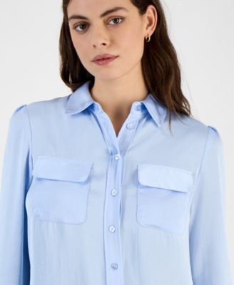 Women's Button-Front Long-Sleeve Blouse, Exclusively at Macy's