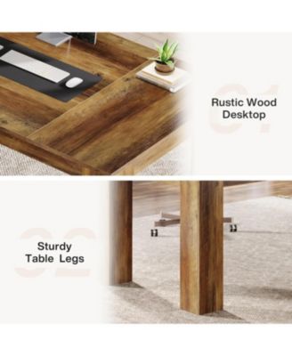 63-Inch Executive Desk, Large Office Computer Desk, Simple Workstation Writing Table Study Table for Home Office, Rustic Brown