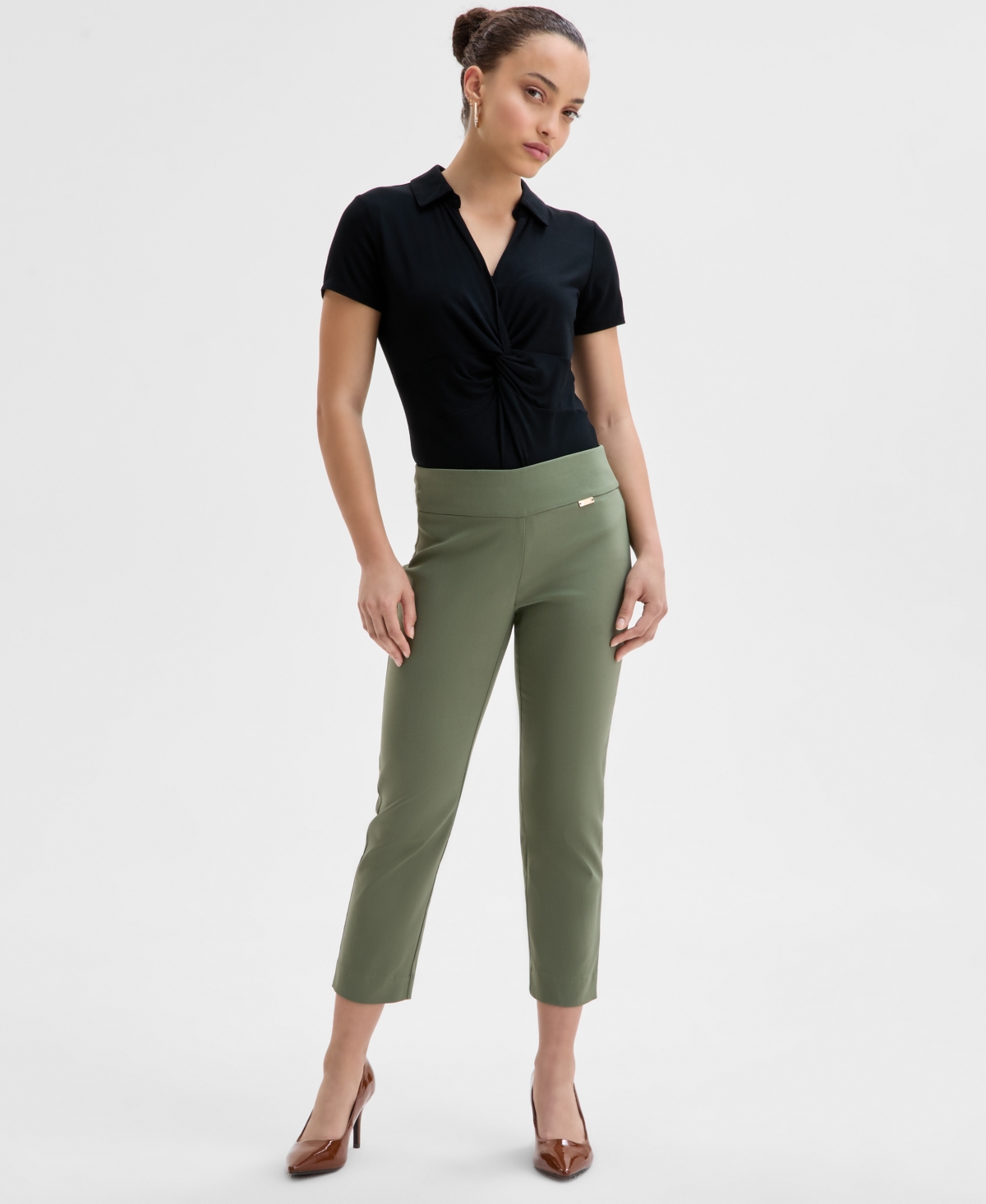 Petite Mid-Rise Crop Pants, Created for Macy's - Olivine
