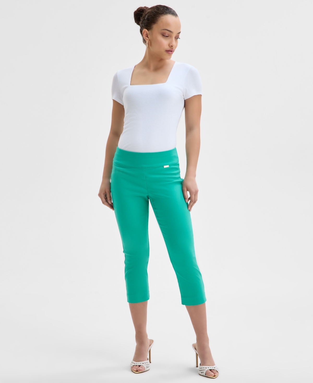 Inc International Concepts Women's Tummy-control Pull-on Capri Pants, Created For Macy's In Green