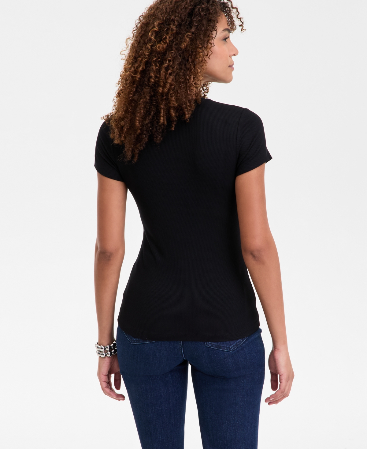 Inc International Concepts Women's Ribbed Scoop-neck Top, Exclusively At Macy's In Deep Black