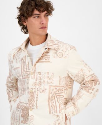 GUESS Men's Bandana-Print Shirt Jacket