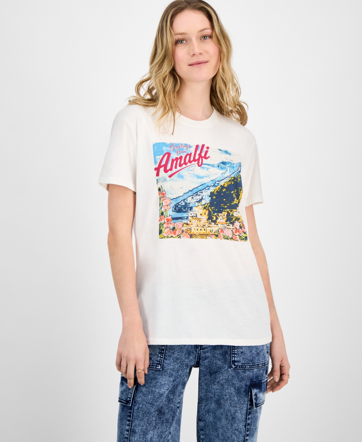 SELF ESTEEM JUNIORS' AMALFI COAST GRAPHIC-PRINT T-SHIRT 