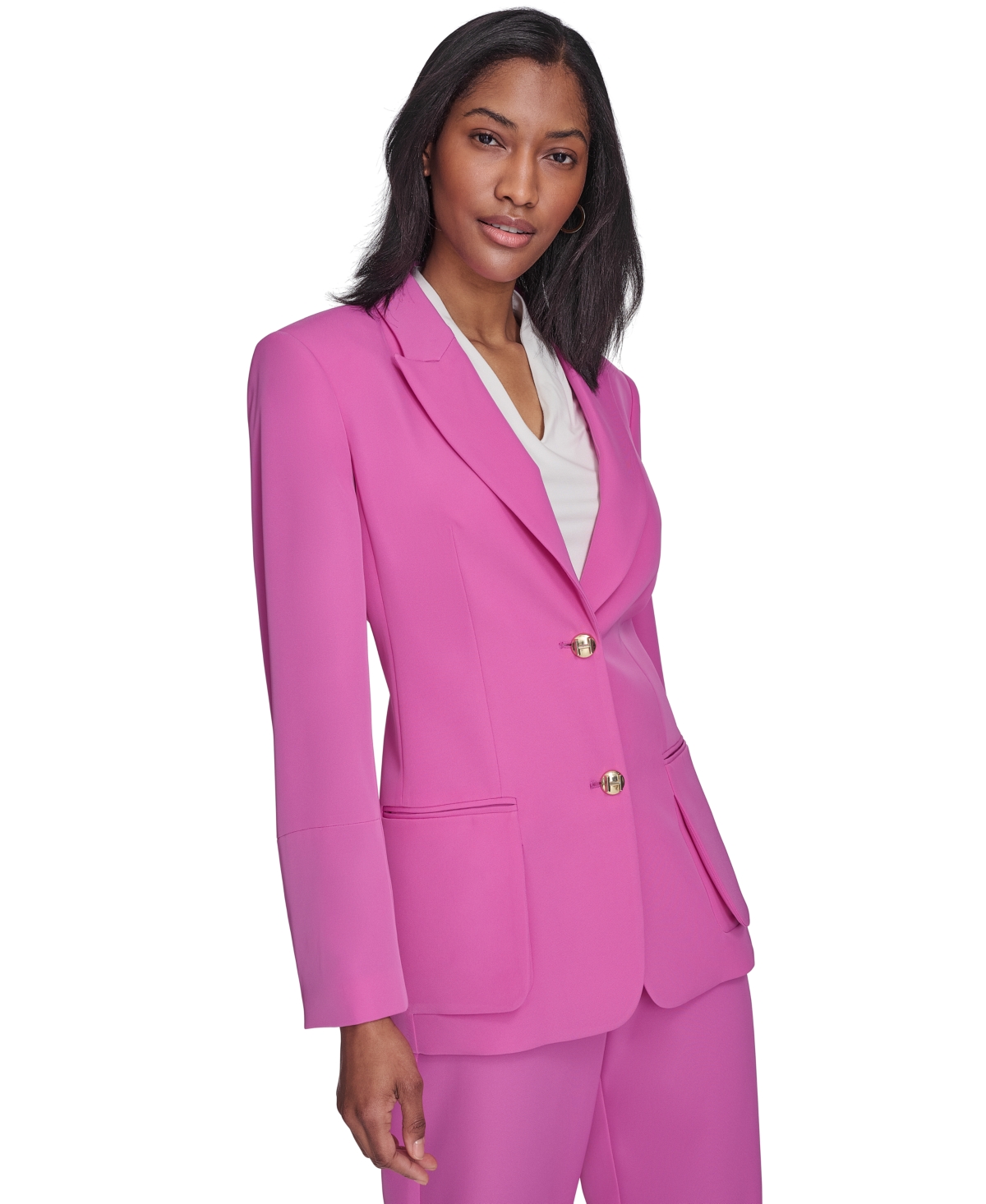 Shop Halston Women's Notched-collar Two-button Blazer In Orchid