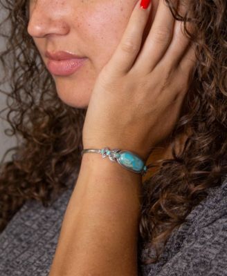 Emile Blue Turquoise Sterling Silver Oval Cuff Bracelet