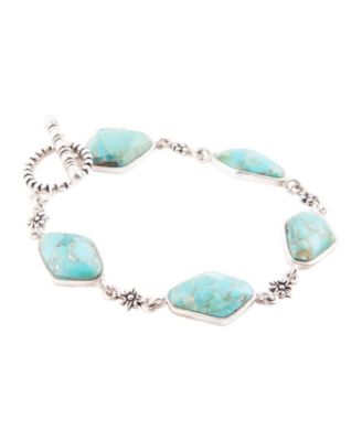 Blue Turquoise and Sterling Kite Linked Bracelet
