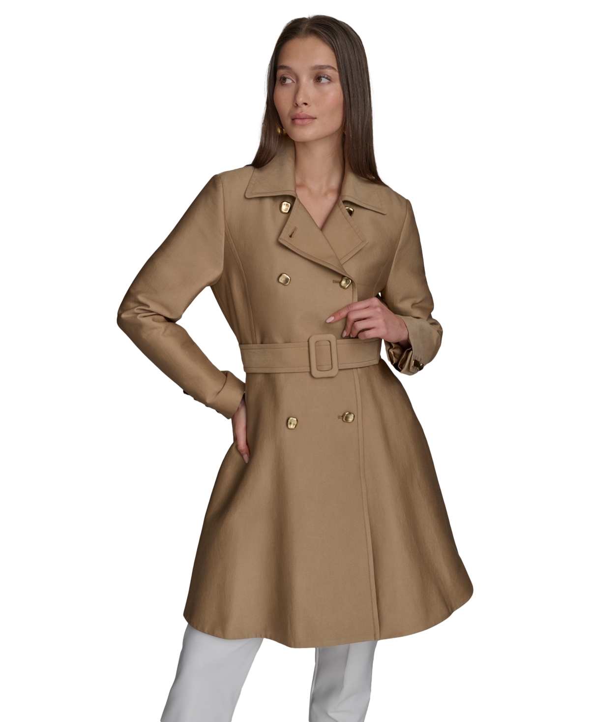 Shop Donna Karan Women's Double-breasted Skirted Trench Coat In Hazelnut