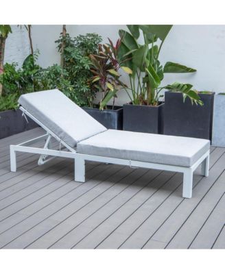 Chelsea Modern Outdoor White Chaise Lounge Chair With Cushions
