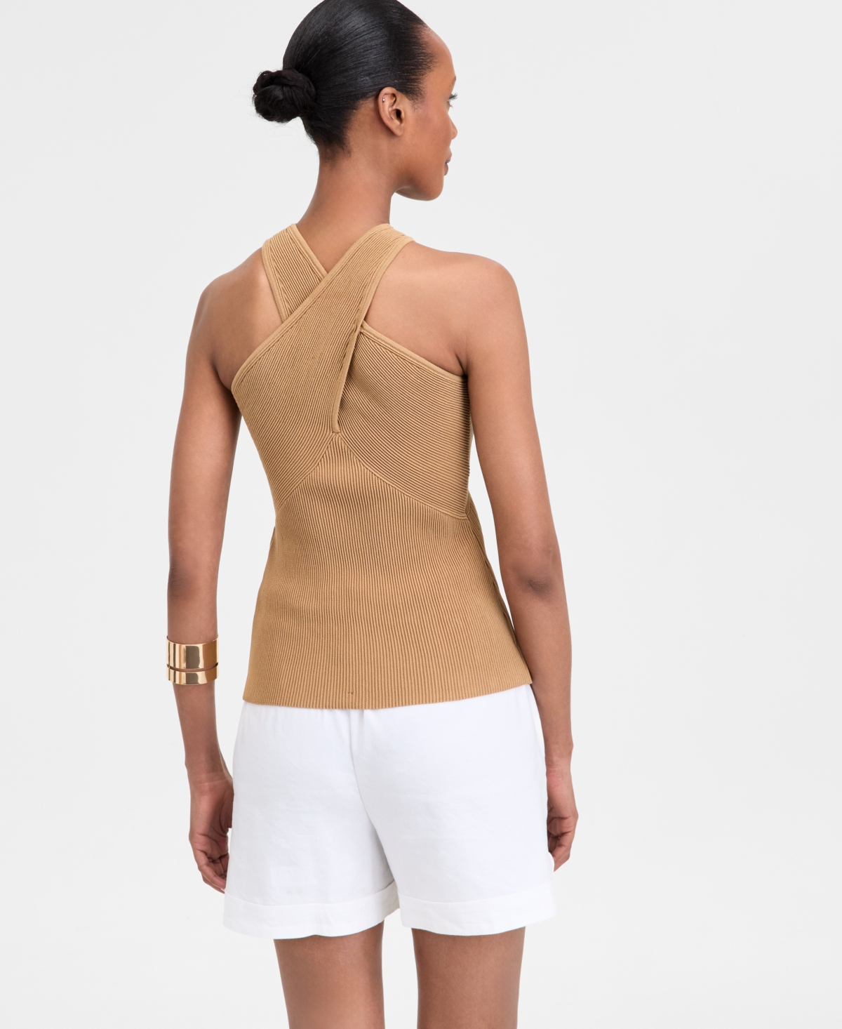 Inc International Concepts Women's Asymmetric-neck Top, Exclusively At Macy's In Warm Toffe