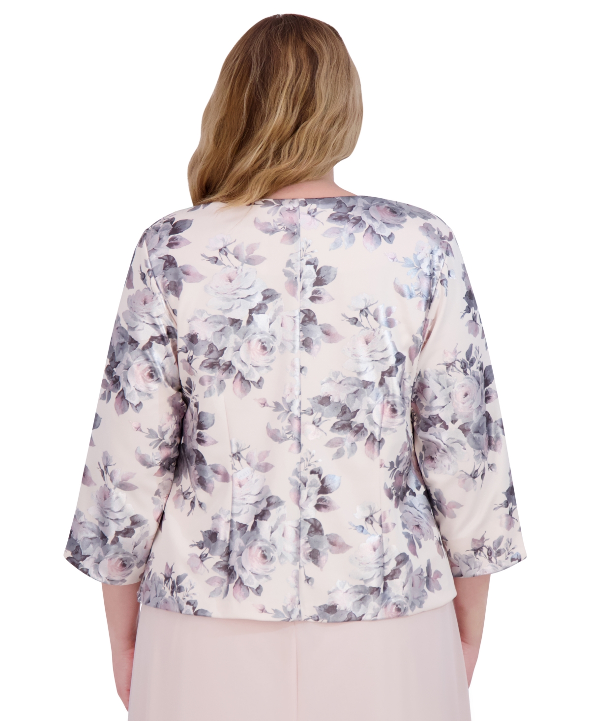 Jessica Howard Plus Size 3/4-sleeve Jacket & Sleeveless Midi Dress In Blush