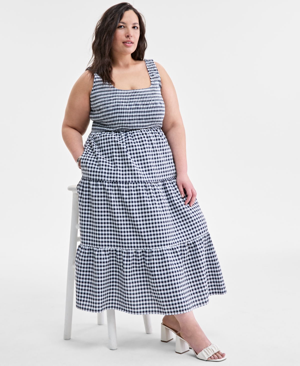 ON 34TH TRENDY PLUS SIZE MOMMY & ME GINGHAM SEERSUCKER MIDI DRESS, EXCLUSIVELY AT MACY'S 