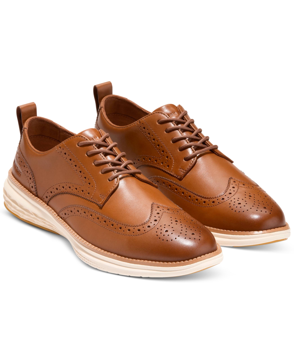 Cole Haan Men's Grand Hurrion Wingtip Oxford Dress Shoe In British Tan-ivory